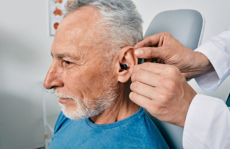 man hearing aid