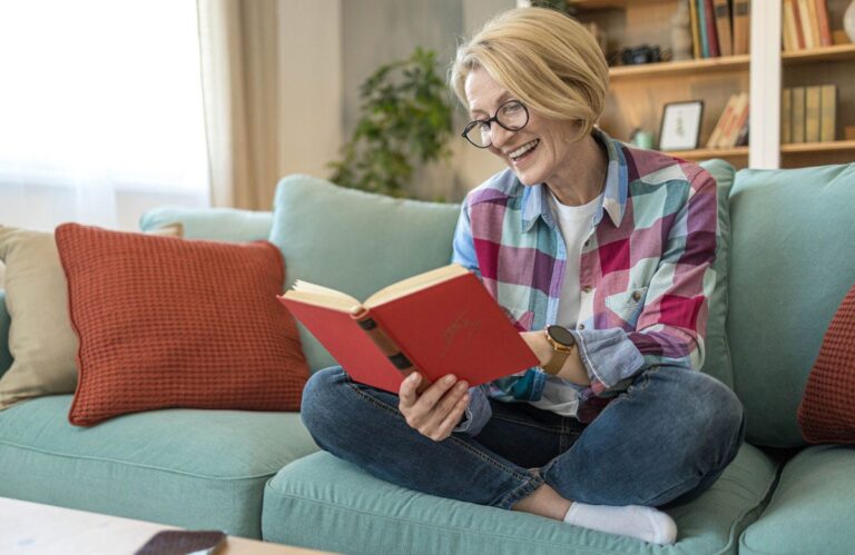 older woman reading