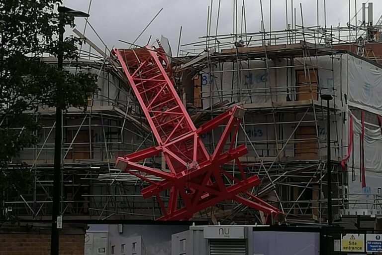 08 07 2020 Crane collapse Bow NU Living 2 credit Magnus Carvalho saved e1597337010653 1024x683